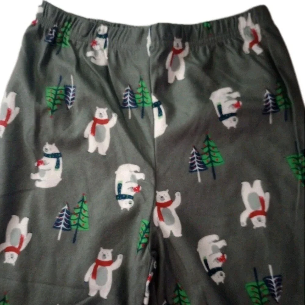 NWT Toast & Jammies Gray Polar Bear 2pc PJ Set sz XS Boys Button Up Top + Pants